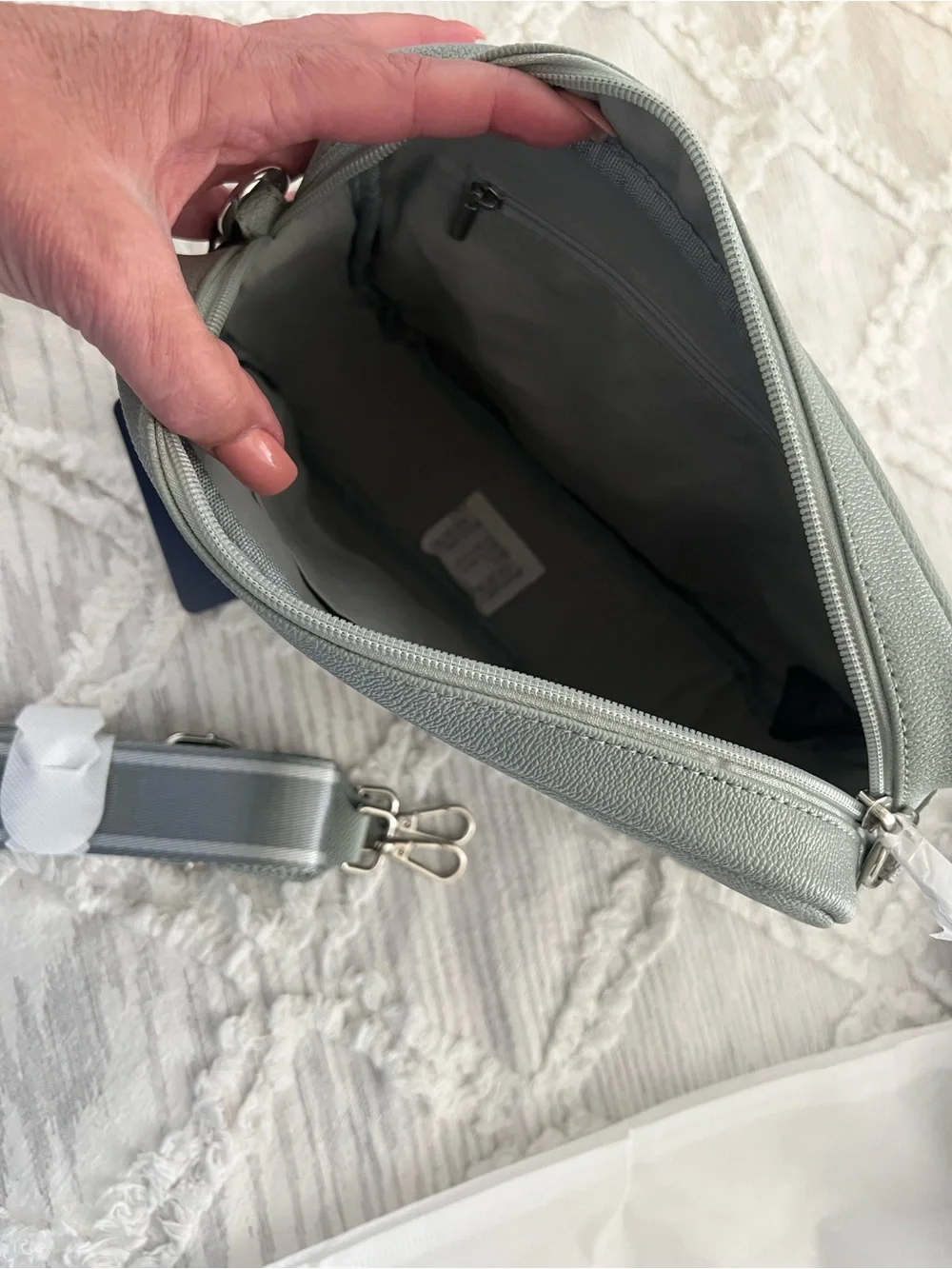 Izod Sage Green Crossbody Messenger Bag with Branded Strap